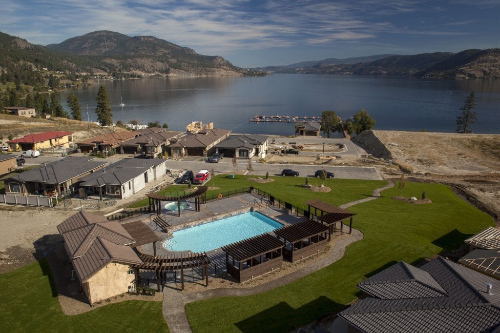 aerial shot of west harbour development facing towards the marina with harbour pool in view