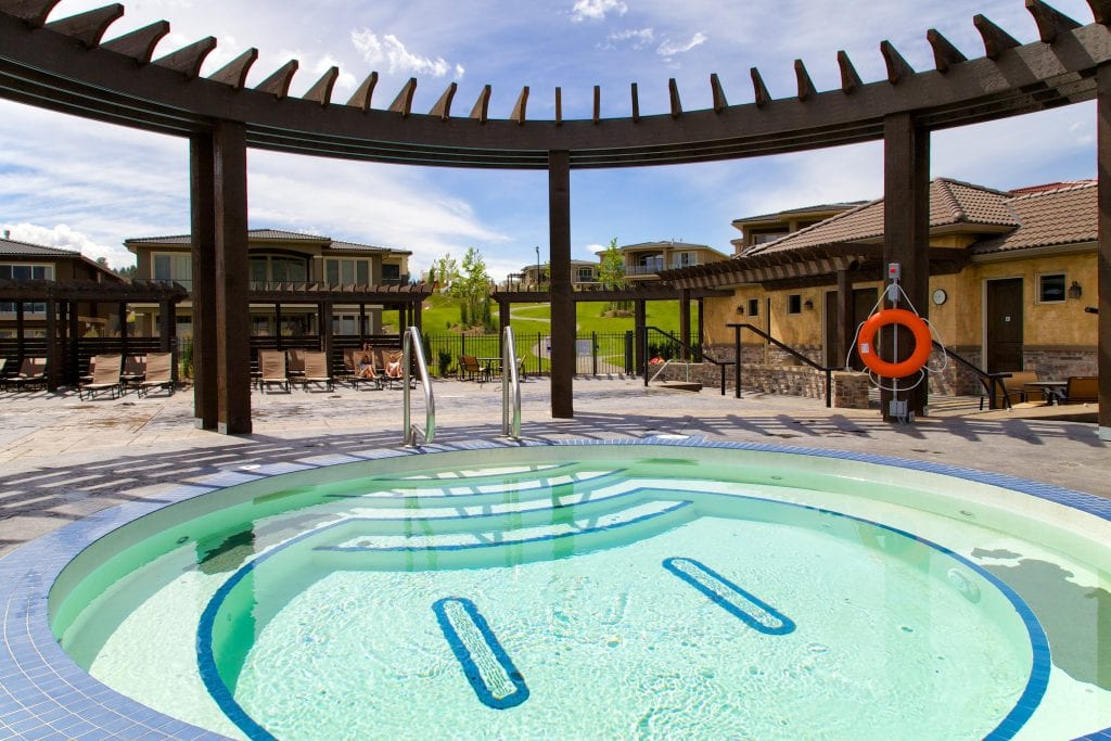 harbour club hot tub on a nice day outside